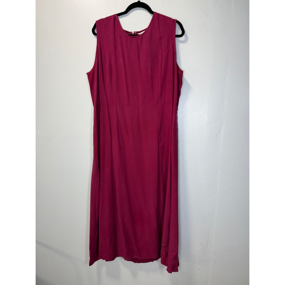 Victoria Holley Vintage Magenta Pink 100% Silk Sleeveless Maxi‎ Dress 18W H74803